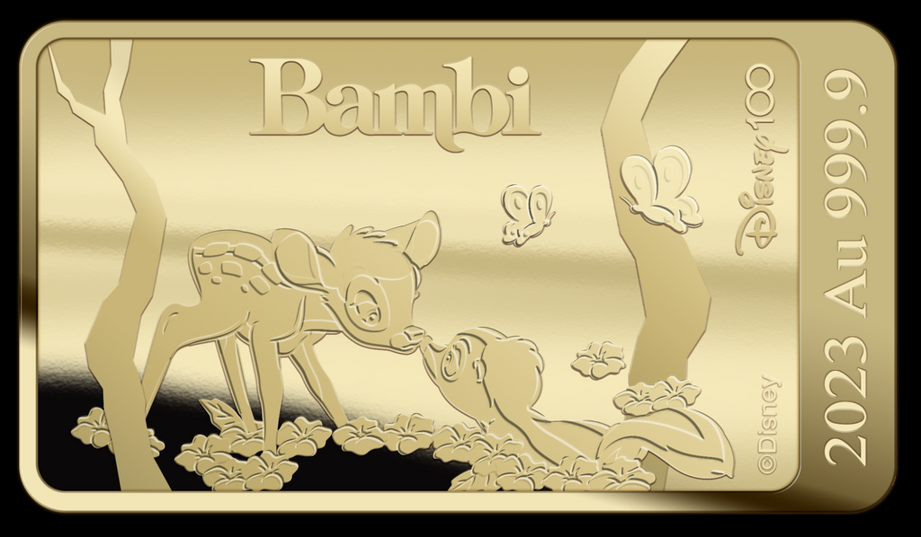 Lingot d'or Bambi – Disney 100 ans (1/100 oz)