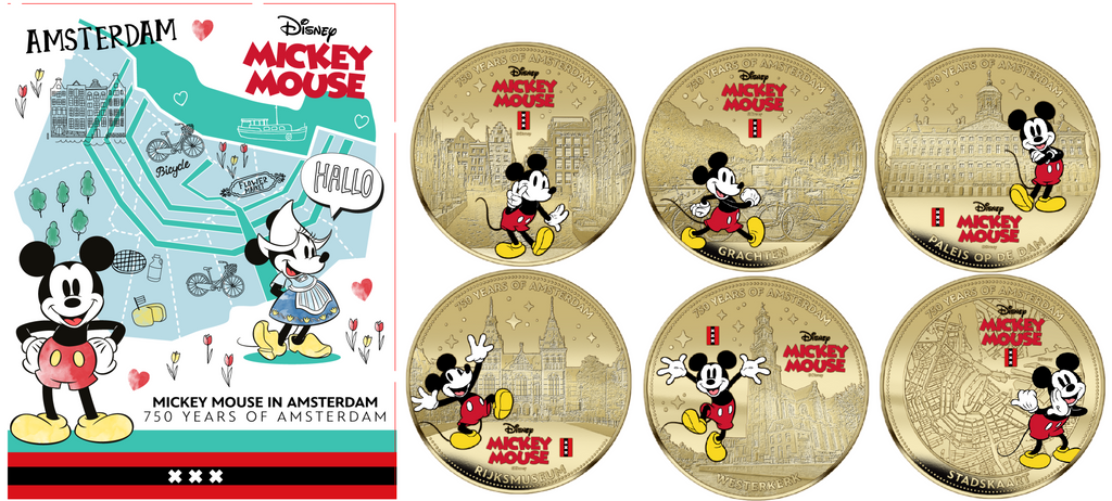 750 Jaar Amsterdam – Mickey Mouse – Exclusieve Vergulde Muntenset