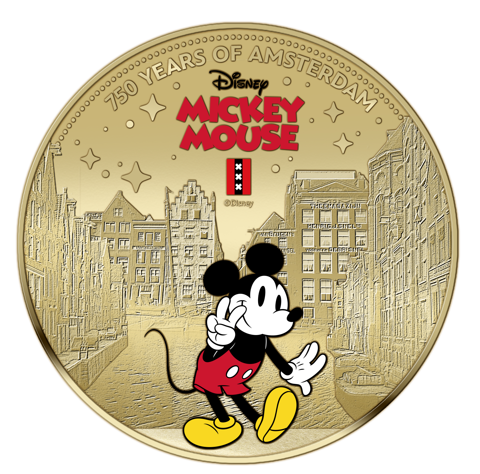750 Jaar Amsterdam – Mickey Mouse – Exclusieve Vergulde Muntenset